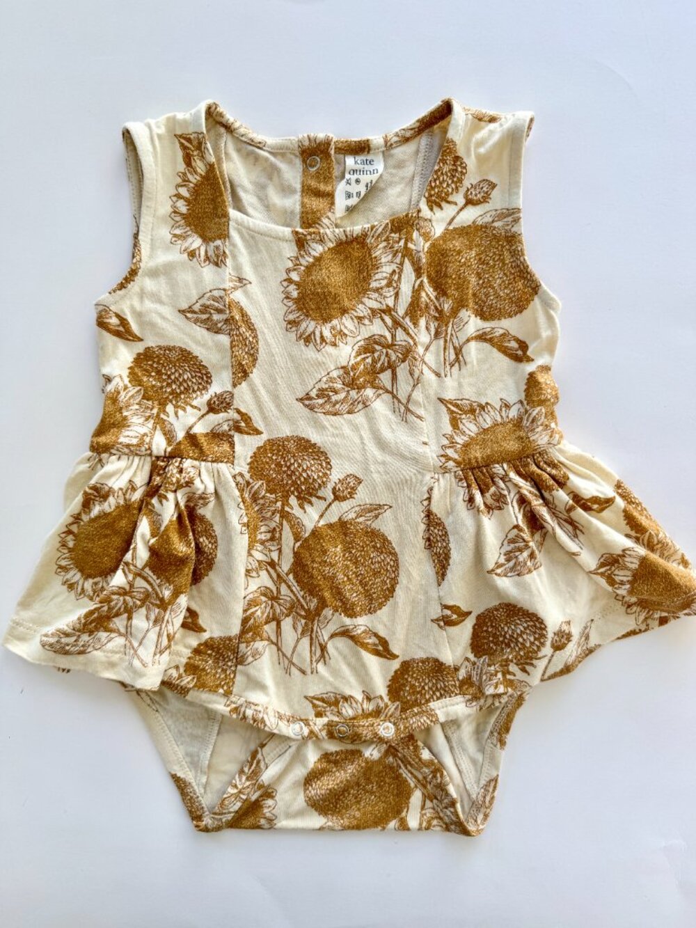 Kate Quinn 18-24M Girls Bubble Romper Golden Sunflower Print Bamboo Collection